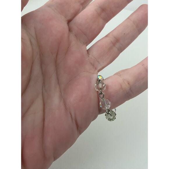 Upcycled clear glass bead ring size 7.5 - Picture 2 of 5